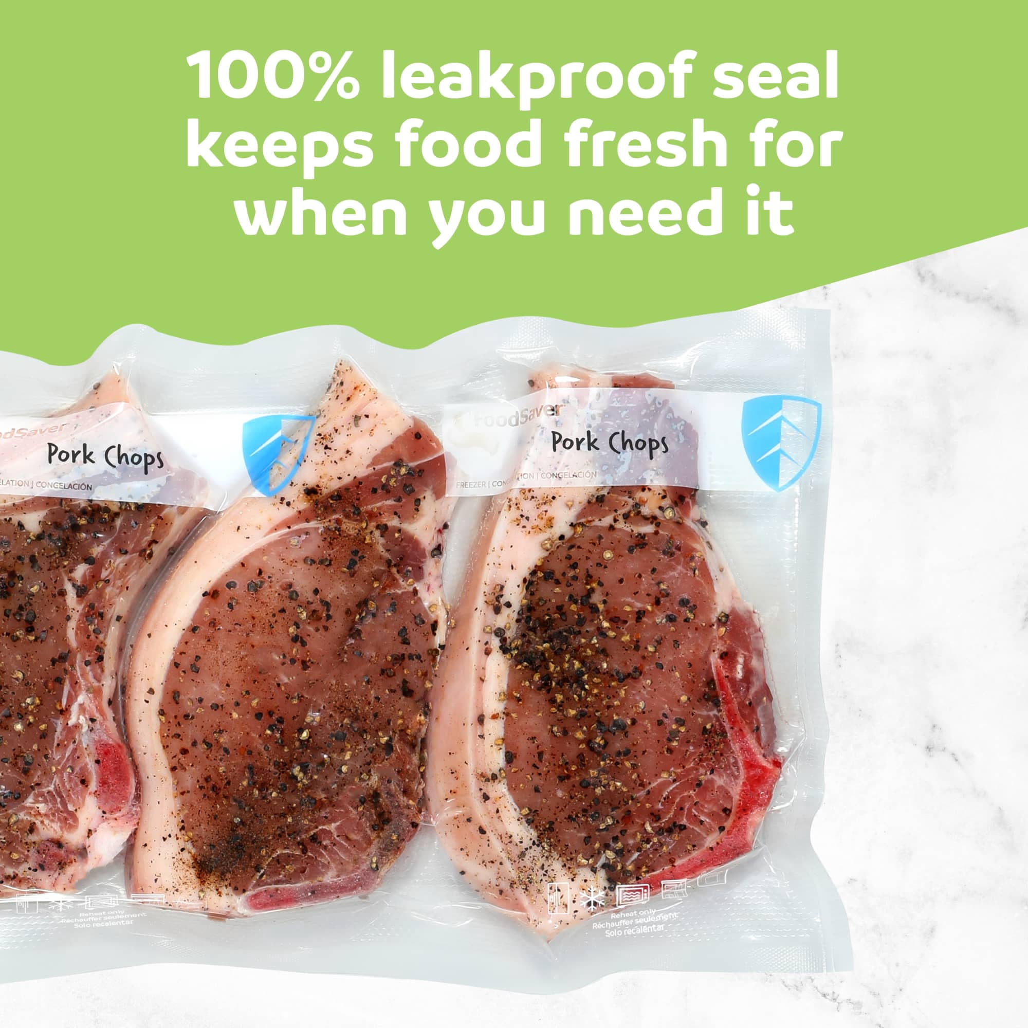 FoodSaver Vacuum Sealer Rolls, 3 Pack 8" x 16' Rolls, BPA-Free Custom Size Freezer Bags for Food Storage, Sous Vide, and Meal Prep