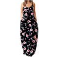 thumbnail image 2 of Lenago Robes d'Été Grande Taille pour Femmes Mode à Bretelles Taille Mi-Haute Col en V Sans Manches à Rayures Imprimé Floral Coupe Ajustée Plage Longue Robe Été Robes de Plage en Liquidation, 2 of 5