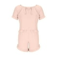 thumbnail image 4 of cfhntfmh Pajama Set for Women Short Sleeve Pjs Set 2PCS Short Pajamas Ruffle Hem Sleepwear Soft Matching Outfits Loungewear, 4 of 6