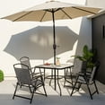 thumbnail image 2 of Costway Table à Manger d'Extérieur Carré de 34 Pouces en Verre Trempé avec Trou pour Parasol de 1,5 Pouces, 2 of 8