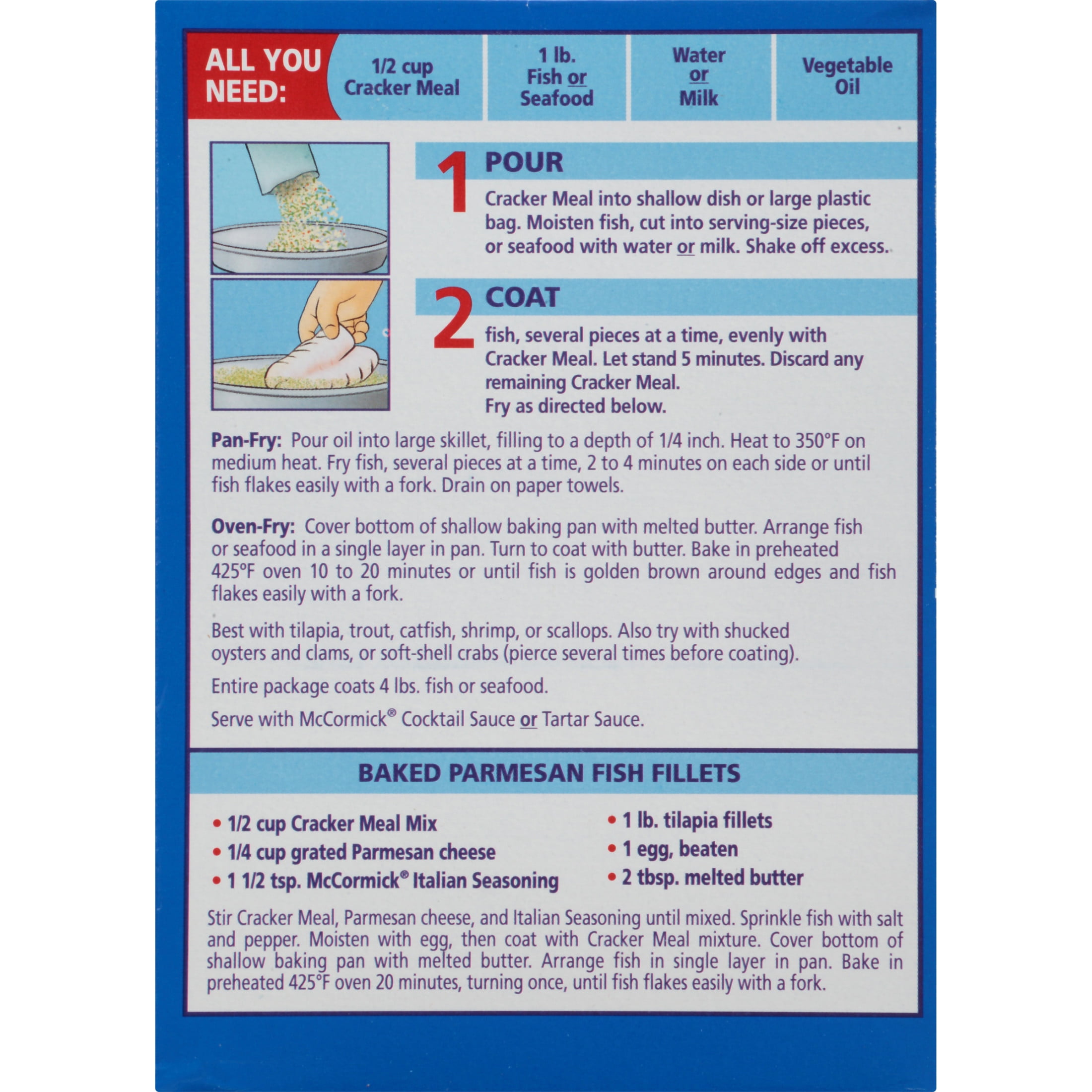 McCormick GOLDEN DIPT Cracker Meal Seafood Fry Mix, 10.0 oz Box
