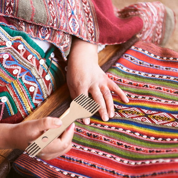 Raindrops Weaving Machine Comb for DIY Weaving Tool Wood Beige 1 Set