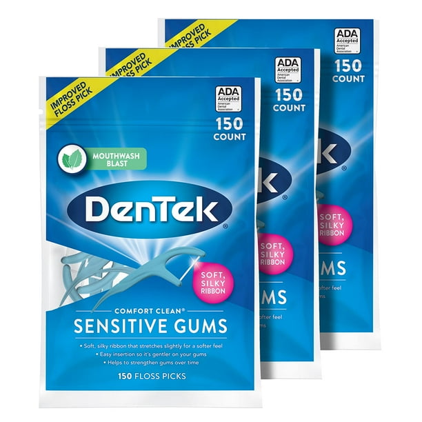 DenTek Comfort Clean Sensitive Gums Floss Picks, Soft & Silky Ribbon