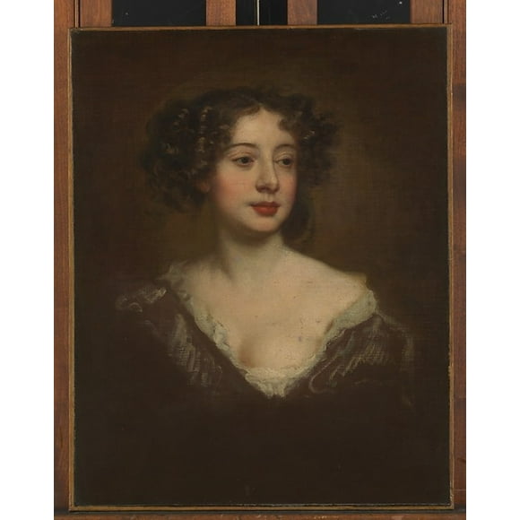 Étude pour un Portrait d'Une Affiche de Femme Imprimée par Sir Peter Lely (pieter van der faes) (british, soest 1618 1680 londres) (18 x 24)