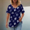 thumbnail image 5 of vigerkar Women's Casual Boho Floral Printed V Neck Tops Short Sleeve T Shirt Blouses (Navy, XL), 5 of 9