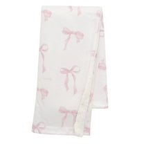 Lambs & Ivy Coquette Floral Pink Bows Aesthetic Warm Fleece Baby Blanket