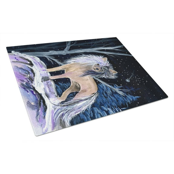 Caroline's Treasures Starry Night Chinese Crested Glass Cutting Board Large