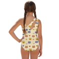 thumbnail image 2 of Jiueut Cartoon Bear Heart Print Girls One Shoulder Summer Bathing Suit for Vacation Halter Neck Beach Swimsuit with Mesh Cover Up, 2 of 7