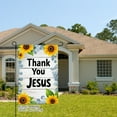 thumbnail image 2 of AMHNF Thank You Jesus Linen Garden Flag with Sunflowers and Blue Berries for Spring Summer Home Outdoor Garden Yard Door Decor 12x18 inch, 2 of 5