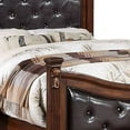 thumbnail image 2 of Benjara Jax California King Bed-Button Tufted Upholstered Headboard-Cherry Brown, 2 of 5