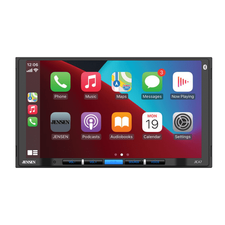 JENSEN J1CA7 7-inch Certified Apple CarPlay Android Auto | Double DIN Car Stereo Radio | Touch Screen Media Receiver | Bluetooth | Backup Camera Input | USB Playback & Charging