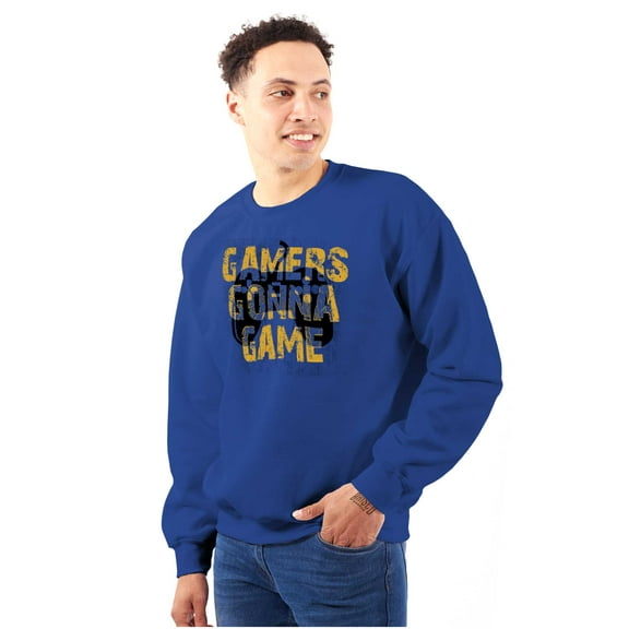Gamers Gonna Game Video Games Nerdy Men's Big & Tall Crewneck Sweatshirt Brisco Brands 2X