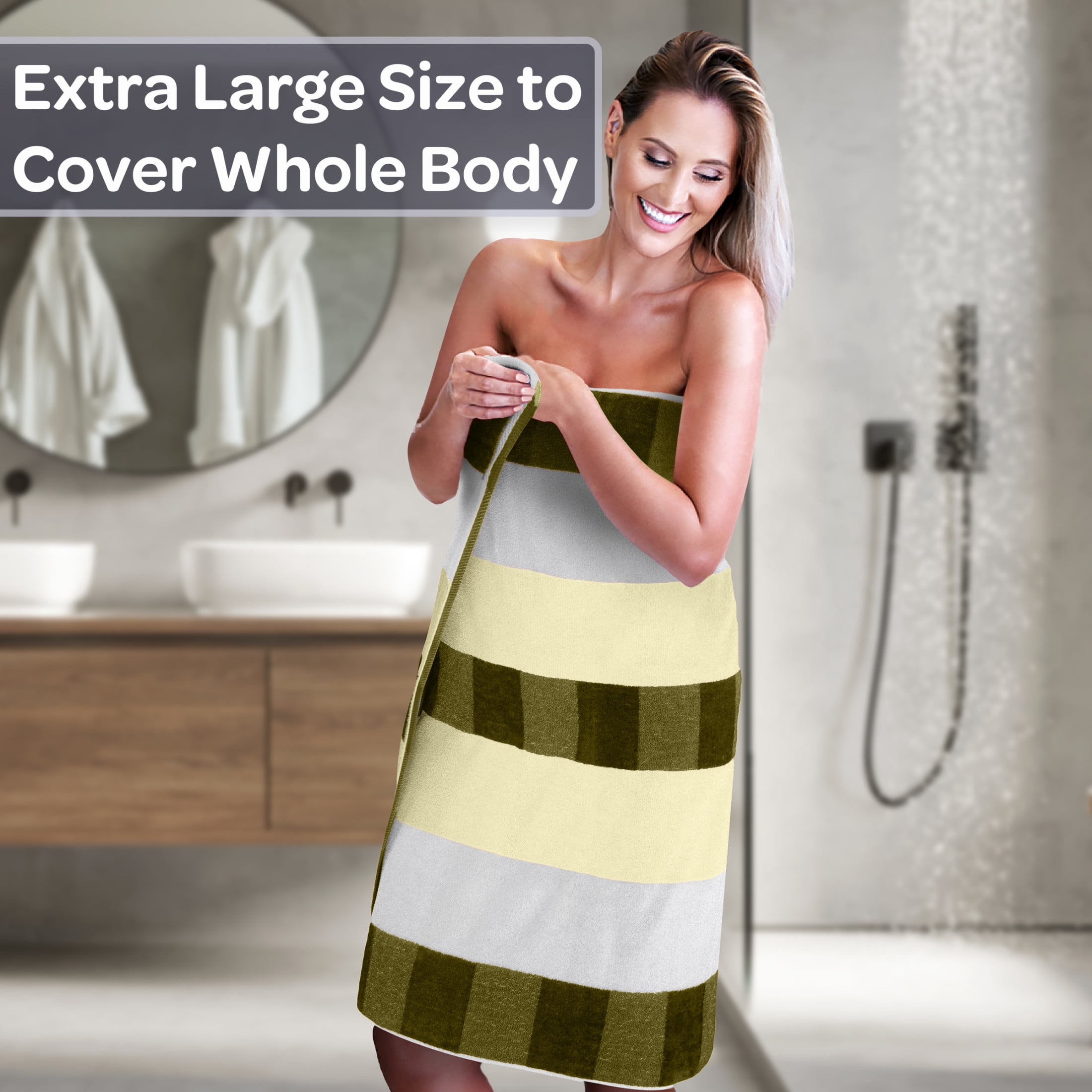 Lavish Home 2PC Cotton Towel Set - 35x70in Extra Large Bath Towels (Green)