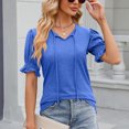 thumbnail image 7 of Scyoekwg Womens Tops Dressy Casual V-Neck Ruched Sleeve Drawstring Tops Lightweight Loose Solid Color Comfy Short Sleeve T Shirts Comfy Summer Blouses (Blue,XL), 7 of 7