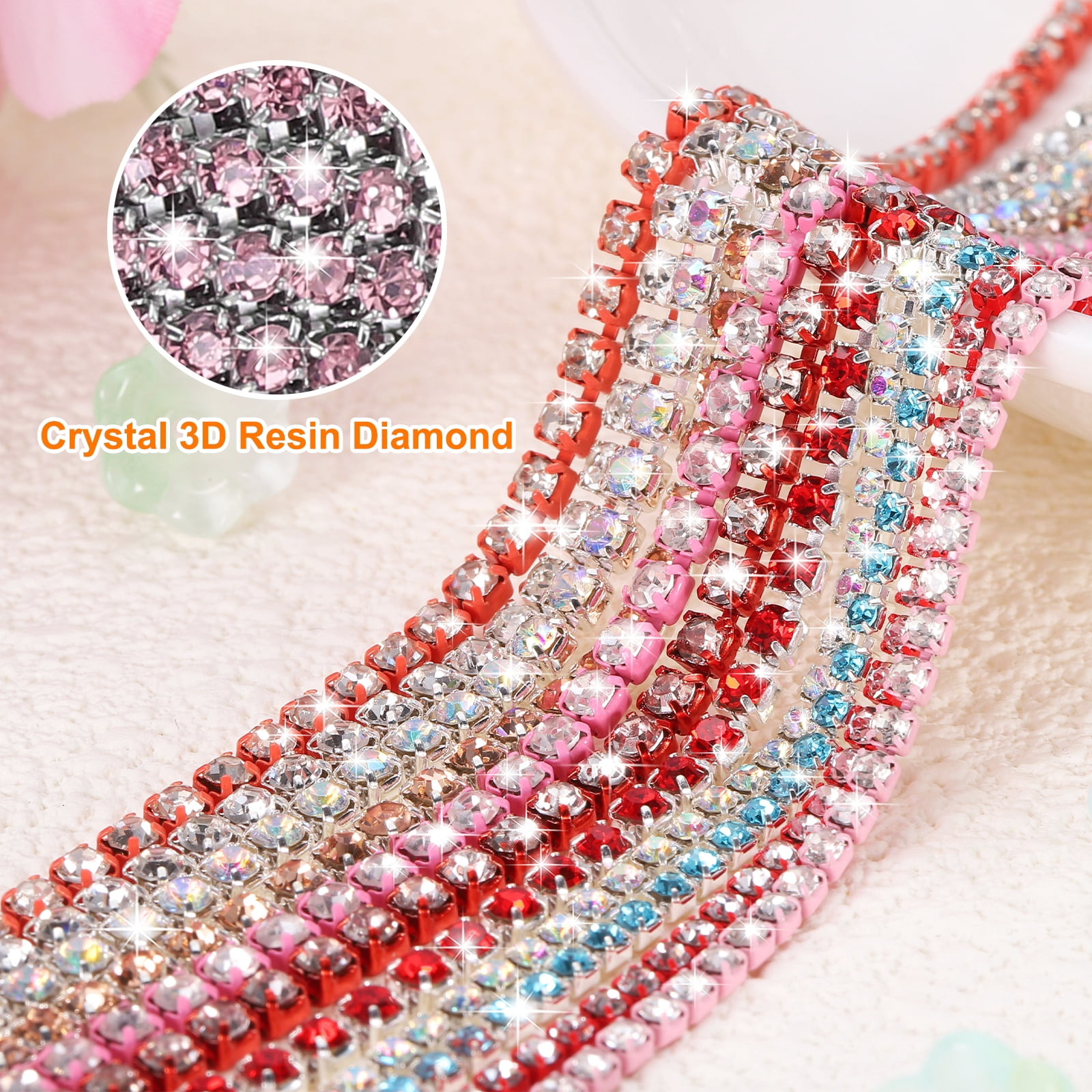 Unique Bargains Rhinestone Close Chain Trim for Crafting Decoration Light Pink