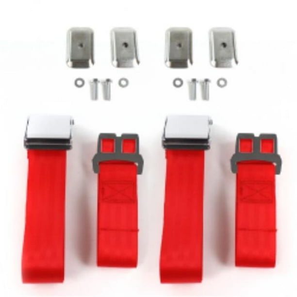 Chevy Truck 19551959 Airplane 2 Point Red Lap Bucket Seat Belt Kit with Bracketry 2 Belts