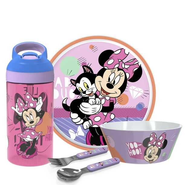 Zak Designs 5 pcs Kids Dinnerware Set Melamine Plate Bowl Water Bottle  Flatware Disney Minnie Mouse Perfect for Kids - Walmart.com