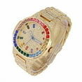 thumbnail image 3 of Charles Raymond Iced Out Mens Color on Blast Watch Single or Combo Sets with Blinged Out Bracelets Set. Iced Out Colourful Rainbow Flame Collection (ST10376 Gold), 3 of 3