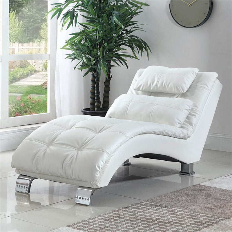 Bowery Hill Faux Leather Tufted Chaise, Leather Chaise Lounges