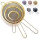 thumbnail image 1 of Gold Fine Mesh Strainer 3 Pieces Set, Golden Flour Sifter For Baking, Stainless Steel Clander, Matcha Tea Strainer, Gravy Separator, Stasher Sieve Pas, 1 of 4