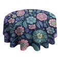 thumbnail image 4 of Pioneer Flower Floral Print Pattern Round Tablecloth 60"x60",Wrinkle Wipeable Table Cloth for Kitchen Dining Room Picnic Patio Party, 4 of 6
