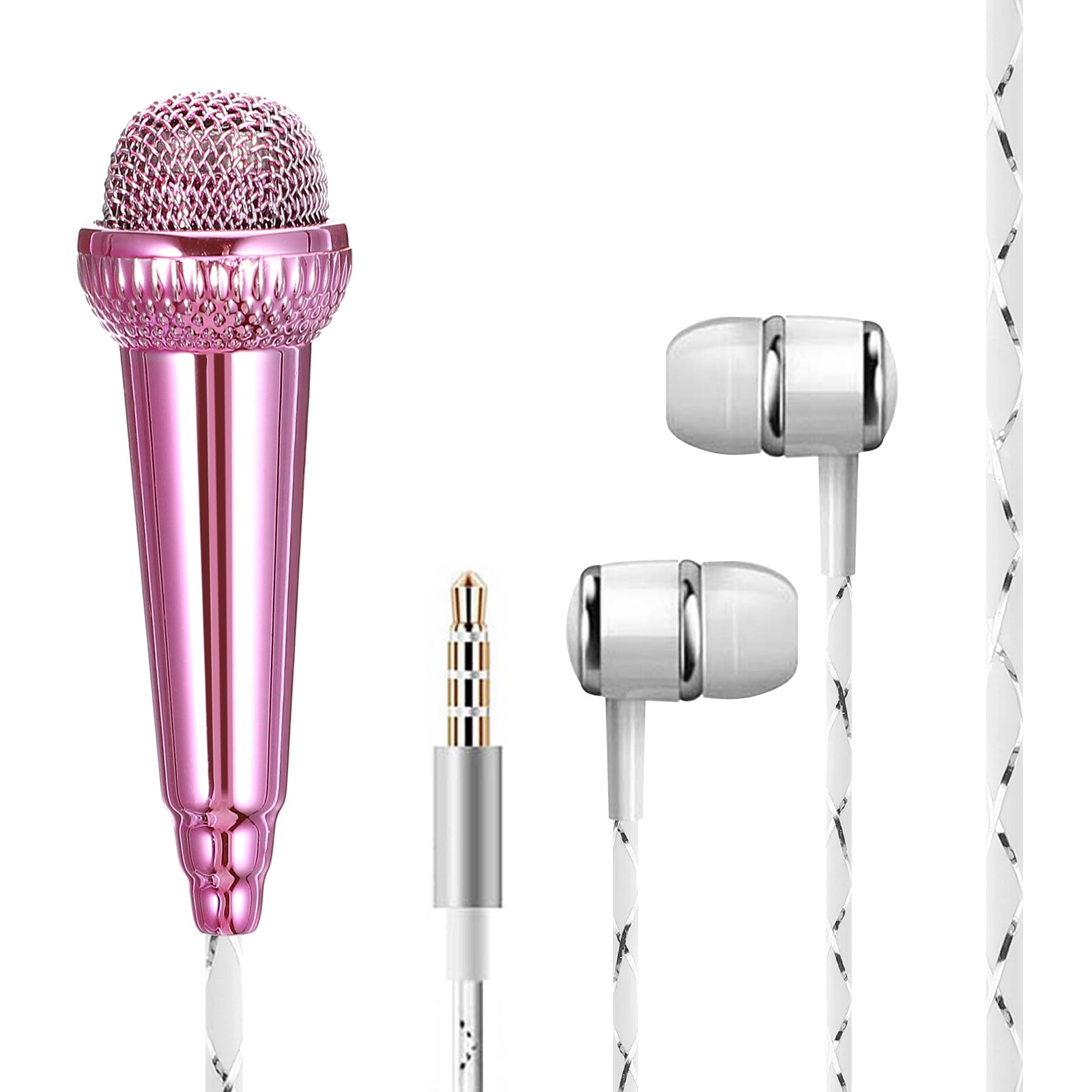 Microfono Mini Portatile PATIKIL - Per Registrazione E Canto, Con Supporto, Colore Rosa Rosso