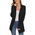 thumbnail image 3 of Feancey Long Knitted Cardigans for Women Slim Fit Casual Ribbed Knit Shrugs Fall Fashion Open Front Sweater Jackets Womens Cozy Sweaters Outwear Back to College Sale Black M, 3 of 4