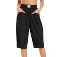 thumbnail image 2 of Bloomae Bermuda Shorts for Women Loose Fit Casual Knee Length Elastic High Waist Baggy Pleated Short Pants Trendy Cozy Beach Vacation Boho Shorts with Pockets, 2 of 9
