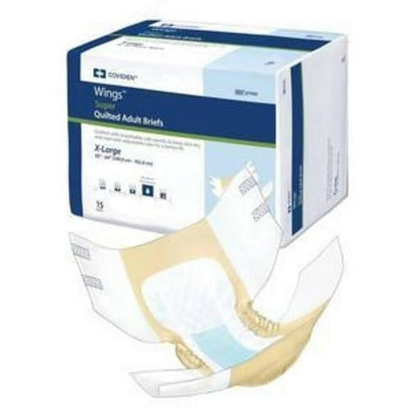 Wings Super Quilted Heavy Absorbency Adult Briefs X-Large Pack of 15, Beige/White