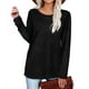 thumbnail image 2 of Camiseta holgada, de color liso y cuello redondo suave para primavera, otoño e invierno. Top informal de manga larga para mujer, color negro, talla XL, 2 of 6