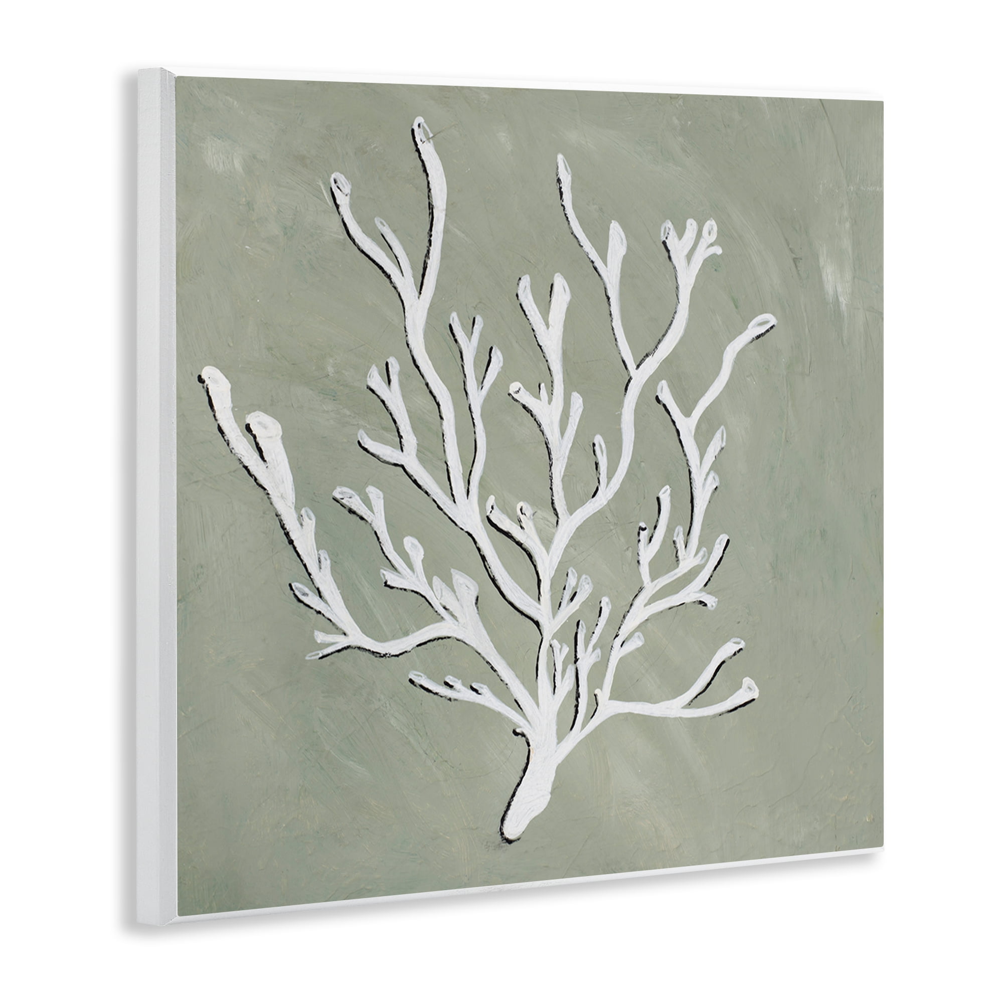 Stupell Industries White Coral Sprig Coastal Painting Unframed Art Print Wall Art, 12 x 12