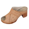 thumbnail image 4 of Rokment Geometric High Heels Dressy Slides Sandals for Women Ladies 2026 Fashion Casual Leather Open Peeptoe Orthopedic Platform Block Heeled Dress Slip on Summer Shoes Brown Size 8.5, 4 of 5