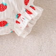 thumbnail image 6 of RMGVDSD Infant Baby Girl Clothes Adorable Newborn Summer Outfit Sleeveless Cute Strawberry Print Ruffle Shirt Tops And Shorts Two Piece Set 0-3 Months, 6 of 9