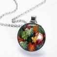 thumbnail image 2 of Tropical Plants Women's Circular Glass Pendant Necklace - Elegant Jewelry for Women, 2 of 5