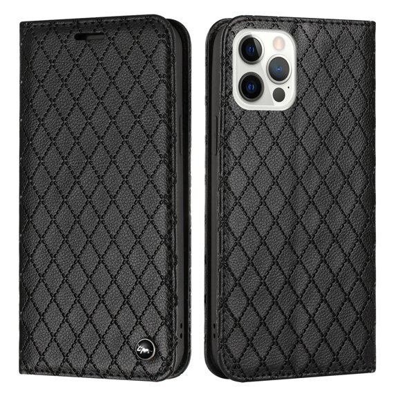 Mantto Wallet Case Compatible for iPhone 12,iPhone 12 Pro,Shockproof Magnetic Closure Flip RFID Blocking Card Pocket Kickstand PU Leather Phone Cover,Black