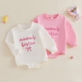 thumbnail image 5 of mgoYE Mama's Bestie Matching Outfit Newborn Baby Girl Long Sleeve Romper Toddler Girl Pullover Sweatshirt Top(Red,6-12 Months), 5 of 5