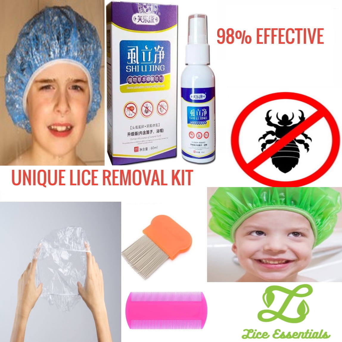 Lice Treatment Head Cap & Comb Get Rid Of Lice Quickly All Natural
