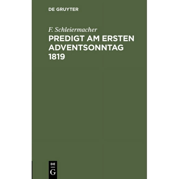 Predigt Am Ersten Adventsonntag 1819 (Hardcover)