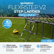 Springfree FlexrStep V2 Trampoline Ladder with Safety Lock, Silver/Black