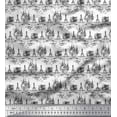thumbnail image 1 of Soimoi Black Poly Georgette Fabric Bridge & Eiffel Tower Architectural Print Fabric by the Yard 52 Inch Wide, 1 of 3
