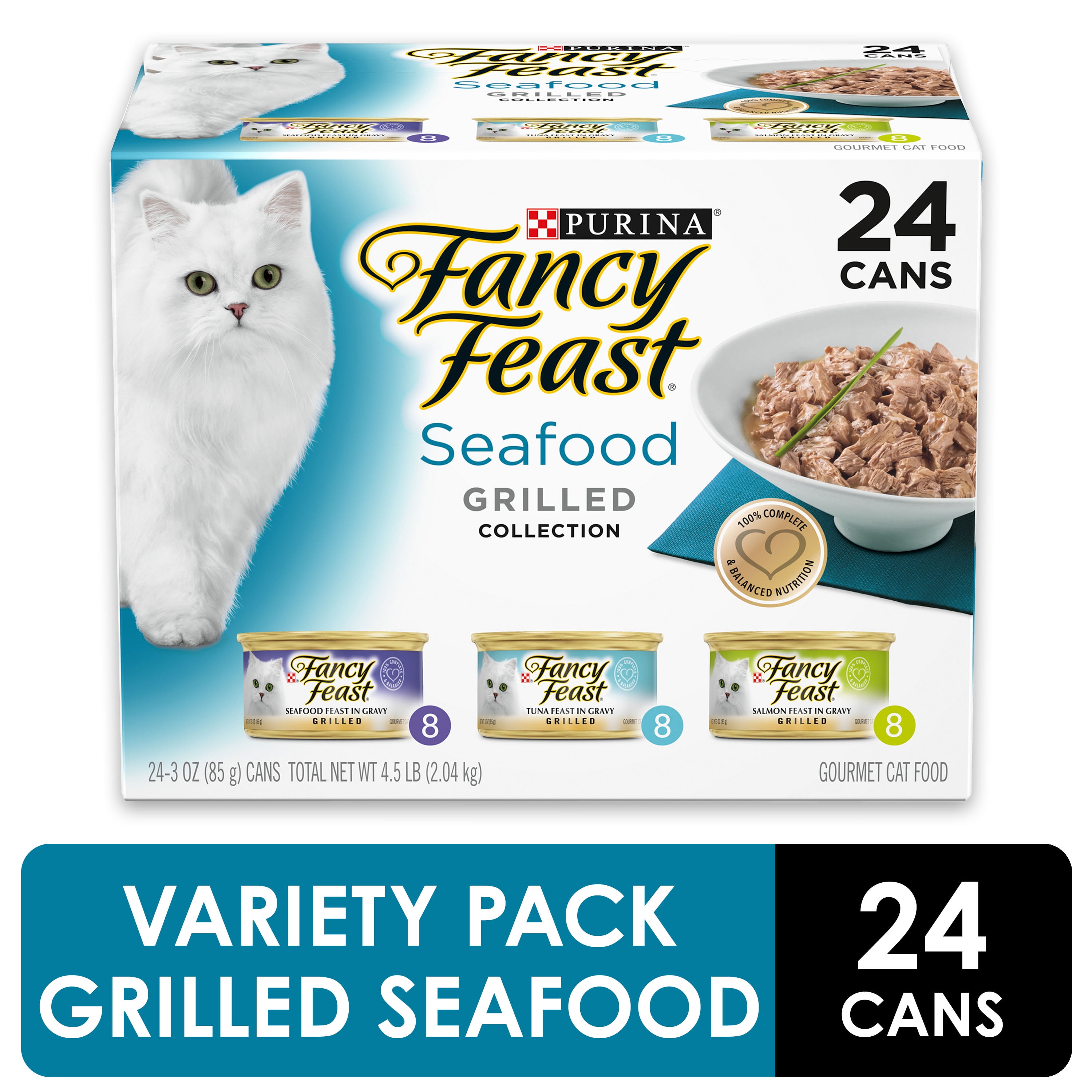 (24 Pack) Fancy Feast Gravy Wet Cat Food Variety Pack, Seafood Grilled