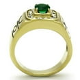thumbnail image 3 of Luxe Jewelry Designs Men's Gold IP Stainless Steel Ring with Emerald Green Synthetic Glass Stone -, 3 of 4