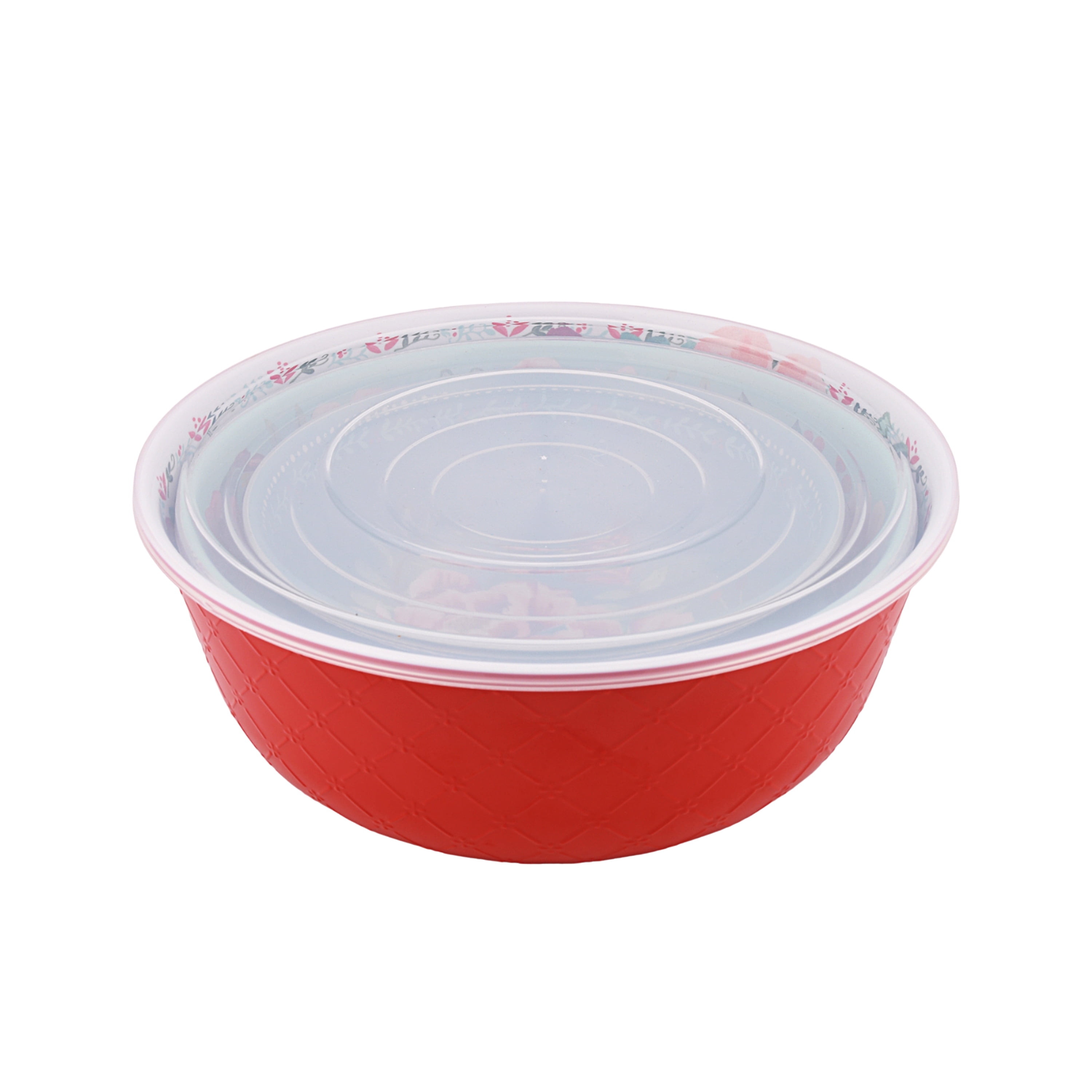 The Pioneer Woman Merry Meadow 6-Piece Embossed Melamine Serving Bowl Set with Lids