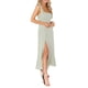 thumbnail image 5 of Sunloudy - Vestido informal para mujer, color sólido, doble lazo lateral, parte inferior con tirantes, abertura alta, dobladillo con volantes, vestido largo Sunloudy moda, 5 of 9
