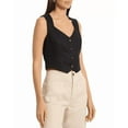 thumbnail image 2 of Bagatelle BLACK Women's Portrait Neck Button Front Vest, US Small, 2 of 3