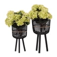 thumbnail image 5 of S/2 BAMBOO FOOTED PLANTERS 10/12", BLACK 06811, 5 of 8