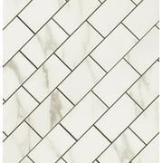 Aldhurst Marbled Carrara Adhesive Backed 9.84 in. x 10.37 in. PVC Mosaic Tile