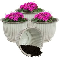 Sunnydaze Carlotta 14.75" x 14.75" x 11.25" Round White Metal Outdoor Planter 4-Count