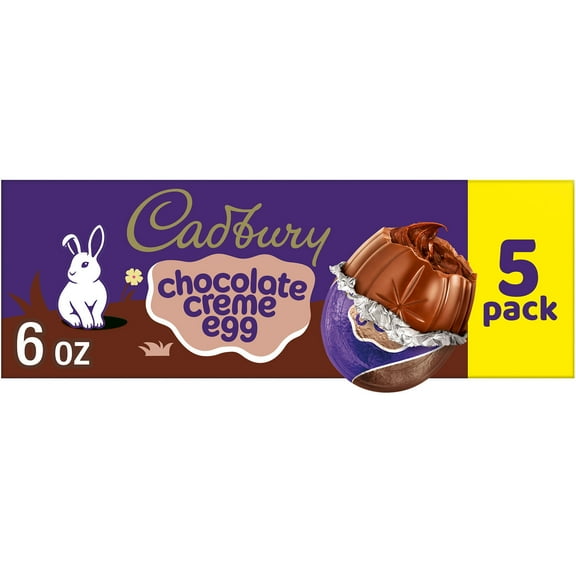 Cadbury Chocolate Creme Egg Chocolate Easter Candy, Eggs 1.2 oz, 5 Count