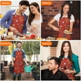 thumbnail image 4 of Red Christmas Gingerbread Man Apron-Garden Aprons for Women with Pockets-Cotton Linen Waterproof Kitchen Cooking Gardening Aprons Adjustable for Kitchen,Cooking,BBQ and Salon 32"x27", 4 of 7